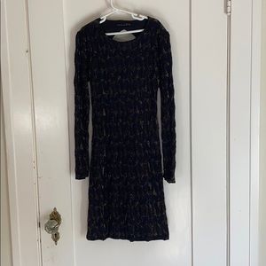 Black long sleeve body con dress